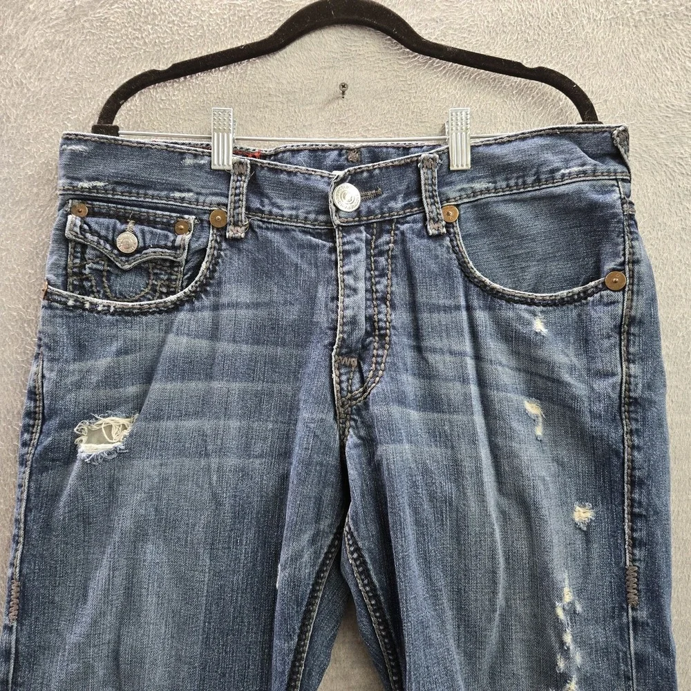 VINTAGE True Religion Men Jeans‎ 34 Blue Denim Billy Giant Big T Baggy 90s USA